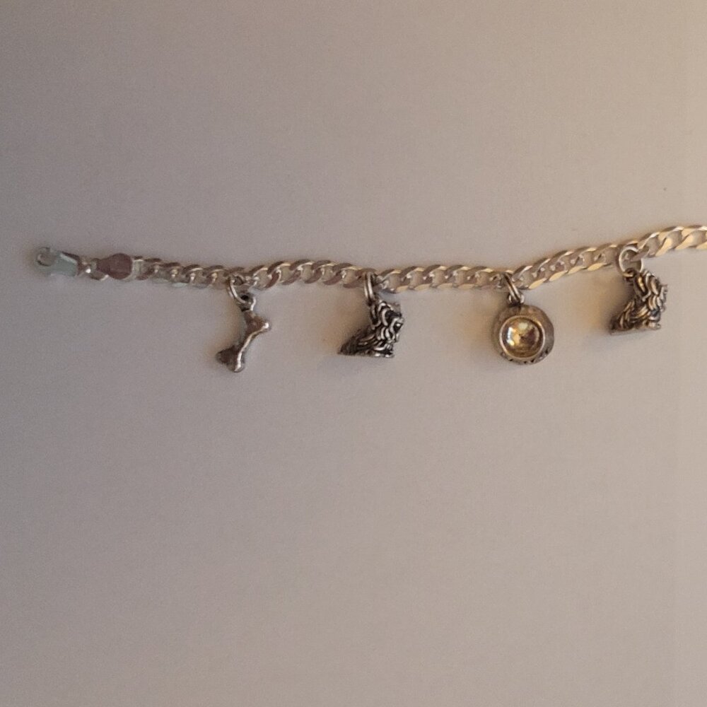 Sterling Silver Charm Bracelet Dog Theme 5 Charms - Picture 2 of 15